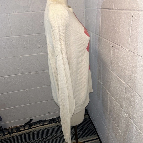 Vintage 80s Weathervane Rose Sweater L chunky oversized white slouchy - Picture 6 of 13